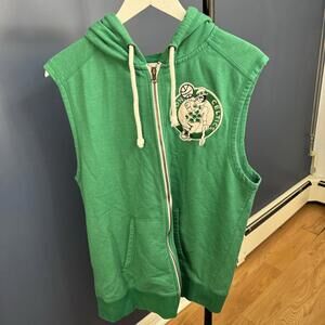 Mitchell & Ness Boston Celtics Full Zip Sleeveless Hoodie - Green - Mens Large